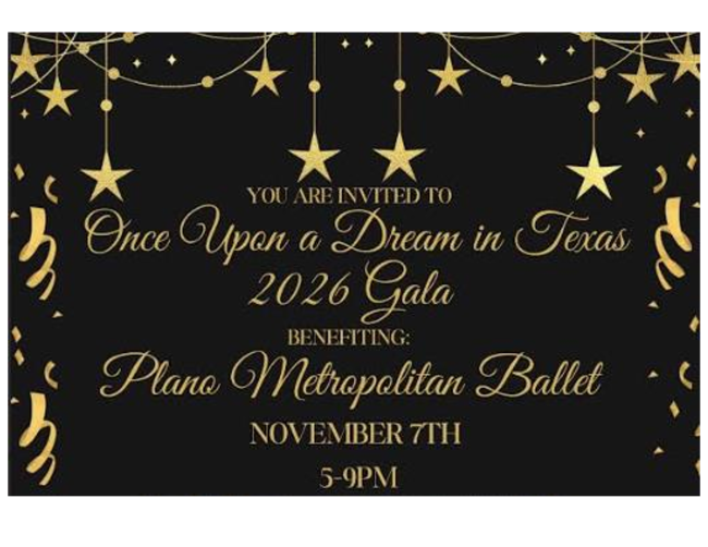 Once Upon a Dream in Texas 2026 Gala invitation - November 7th, 5-9 PM