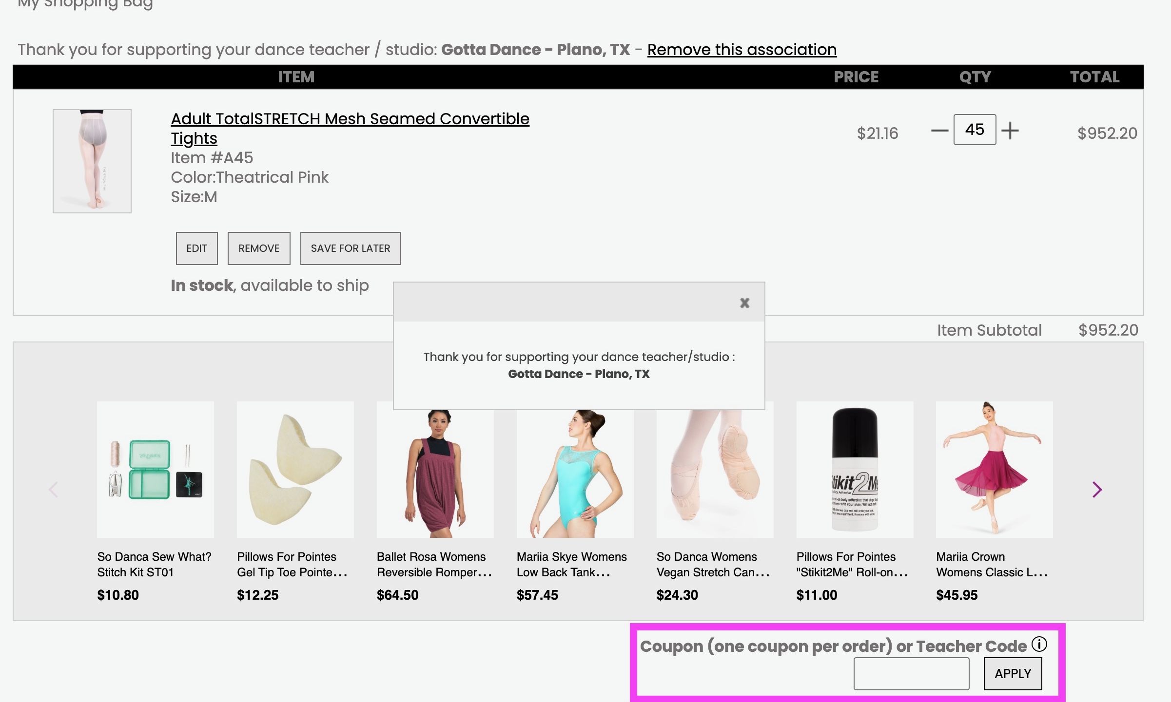 applying the Discount Dance code